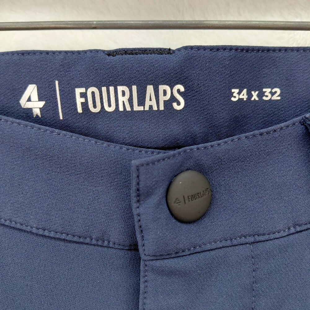 FourLaps Pants Mens 34X32 Blue Traverse Athletic Fit 4-Way Stretch Golf Chinos - Picture 6 of 12